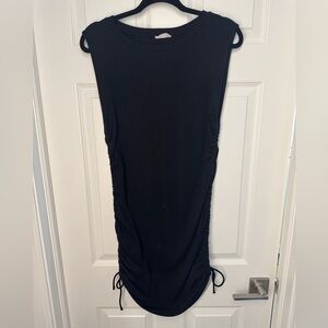 Black Sleeveless Ruched Dress